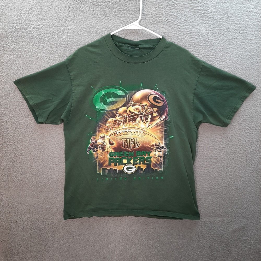 Vintage Green Bay Packers Shirt Adult Large Green NFL Football Y2K Graphic Tee